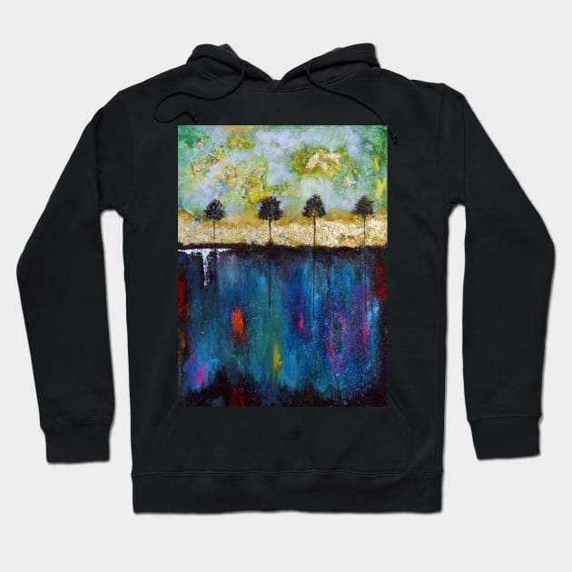 Trees at the bank of blue river Hoodie by IGDecorArt
